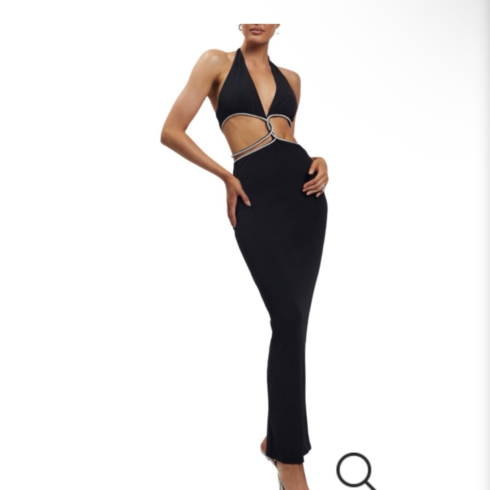 NWT BELLA BARNETT ‎ Bodycon Bandage Maxi Dress Sz S Cut Out Midi Rhinestone